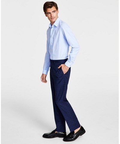 Men's Slim-Fit Grey Plaid Dress Pants Blue $25.49 Pants