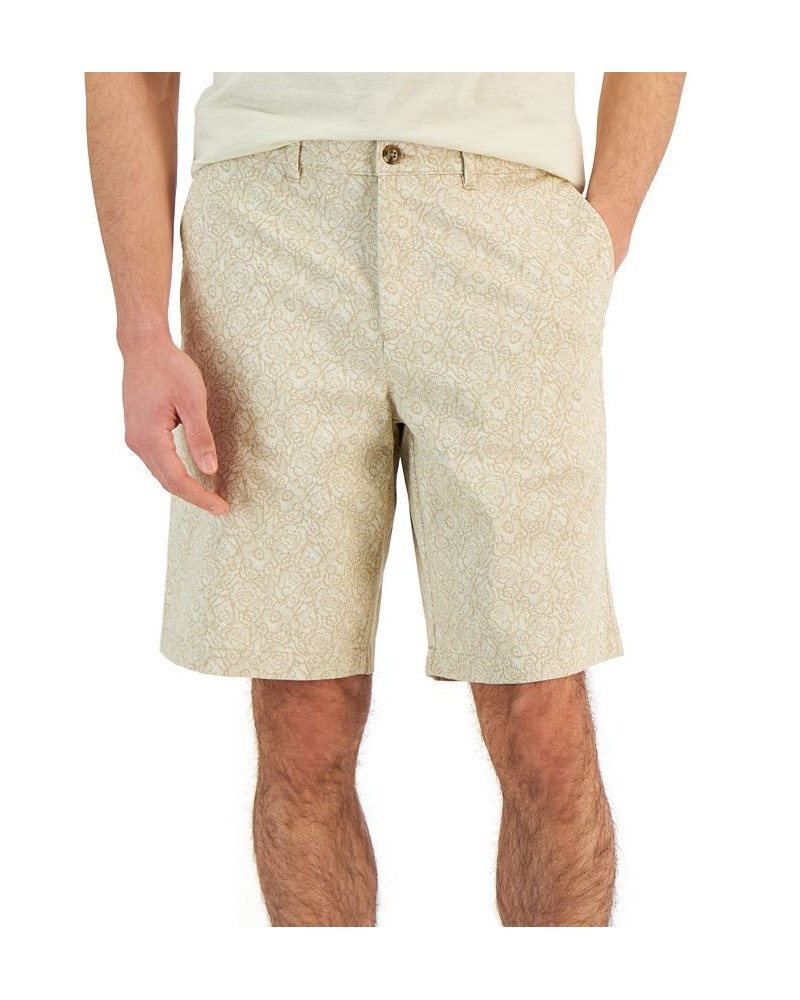 Men's Classic-Fit Linear Floral-Print 10" Shorts Tan/Beige $13.25 Shorts