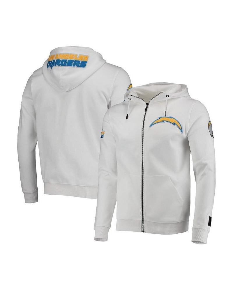 Men's White Los Angeles Chargers 4-Hit Full-Zip Hoodie $50.70 Sweatshirt