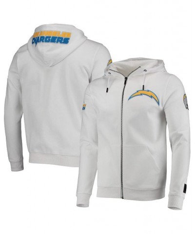 Men's White Los Angeles Chargers 4-Hit Full-Zip Hoodie $50.70 Sweatshirt