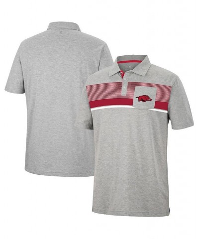 Men's Heathered Gray Arkansas Razorbacks Golfer Pocket Polo Shirt $23.65 Polo Shirts