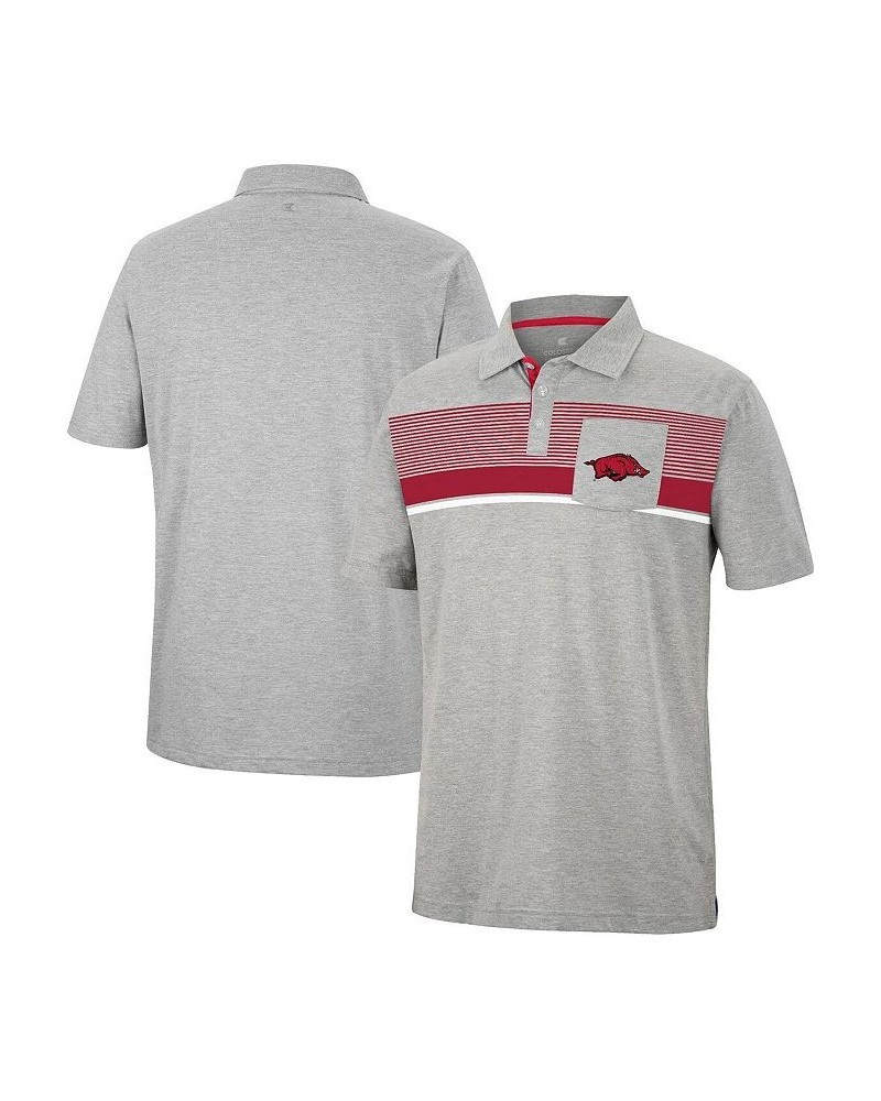 Men's Heathered Gray Arkansas Razorbacks Golfer Pocket Polo Shirt $23.65 Polo Shirts