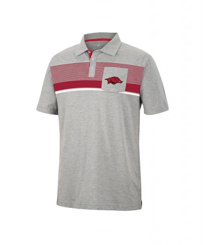 Men's Heathered Gray Arkansas Razorbacks Golfer Pocket Polo Shirt $23.65 Polo Shirts