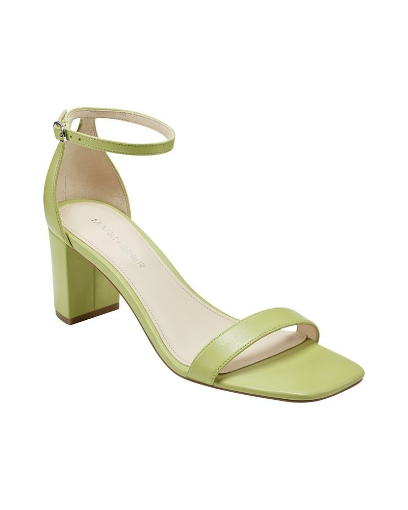 Women's Jaron Square Toe Block Heel Dress Sandals Green $53.46 Shoes