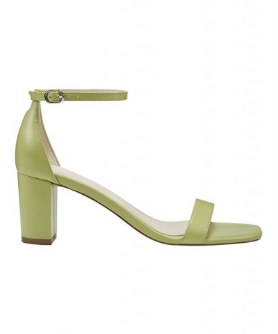 Women's Jaron Square Toe Block Heel Dress Sandals Green $53.46 Shoes