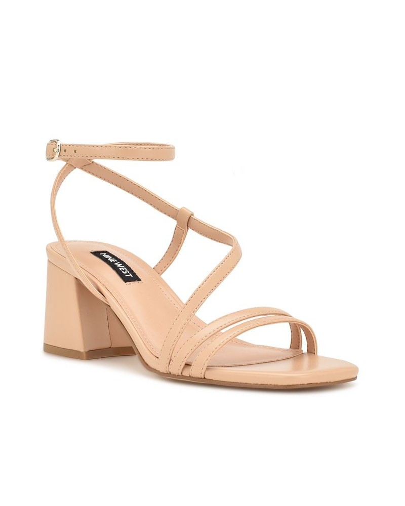 Women's Georga Square Toe Strappy Dress Sandals Tan/Beige $46.55 Shoes