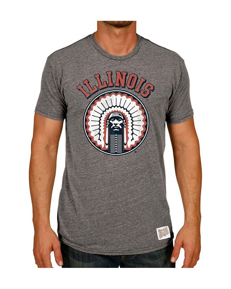 Men's Heather Gray Illinois Fighting Illini Vintage-Inspired Tri-Blend T-shirt $19.79 T-Shirts