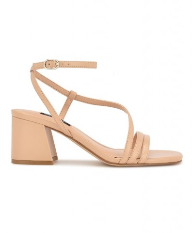 Women's Georga Square Toe Strappy Dress Sandals Tan/Beige $46.55 Shoes