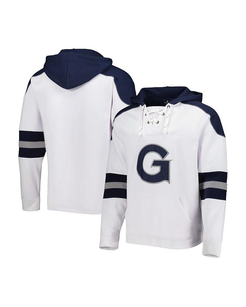 Men's White Georgetown Hoyas Lace-Up 4.0 Pullover Hoodie $40.49 Sweatshirt