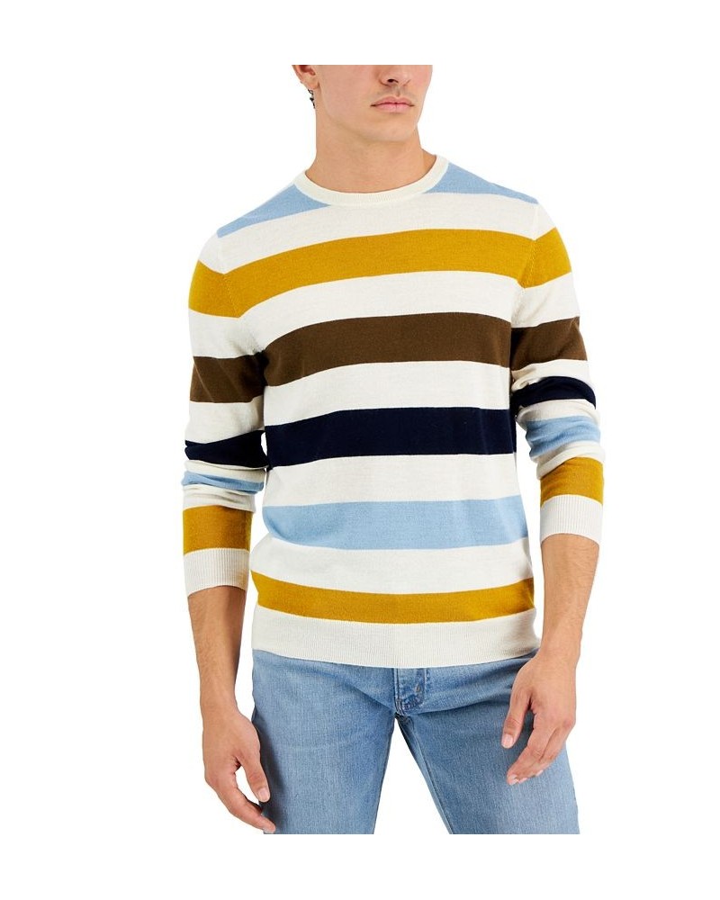 Men's Merino Stripe Sweater White $21.01 Sweaters