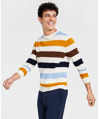 Men's Merino Stripe Sweater White $21.01 Sweaters