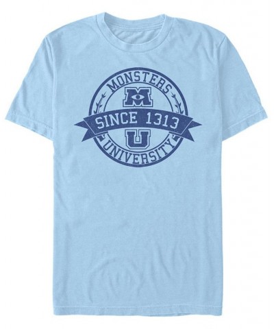 Men's Monster University School Short Sleeve Crew T-shirt Blue $19.24 T-Shirts