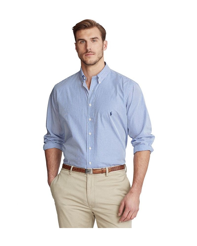 Men's Big & Tall Classic-Fit Poplin Shirt Blue/white Hairline Stripe $49.95 Shirts