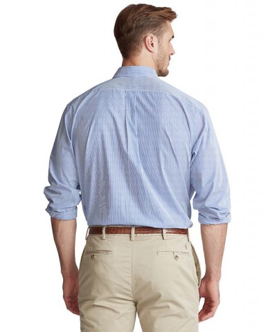 Men's Big & Tall Classic-Fit Poplin Shirt Blue/white Hairline Stripe $49.95 Shirts