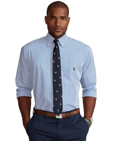 Men's Big & Tall Classic-Fit Poplin Shirt Blue/white Hairline Stripe $49.95 Shirts