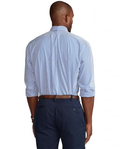 Men's Big & Tall Classic-Fit Poplin Shirt Blue/white Hairline Stripe $49.95 Shirts