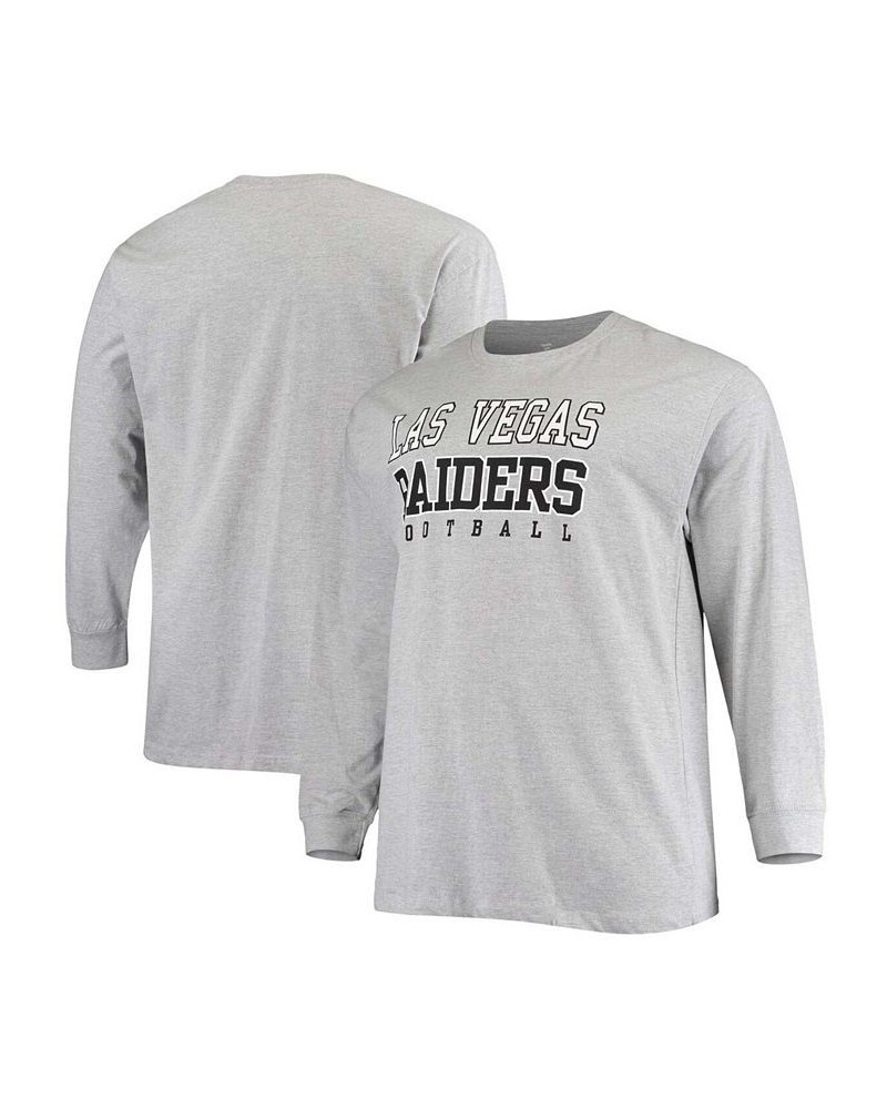 Men's Big and Tall Heathered Gray Las Vegas Raiders Practice Long Sleeve T-shirt $23.59 T-Shirts