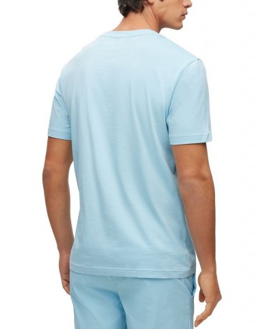 BOSS Men's Crew-Neck Cotton Jersey Logo Print T-shirt Blue $35.10 T-Shirts