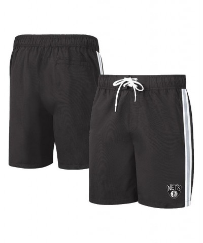 Men's Black, Gray Brooklyn Nets Sand Beach Volley Swim Shorts $30.79 Swimsuits