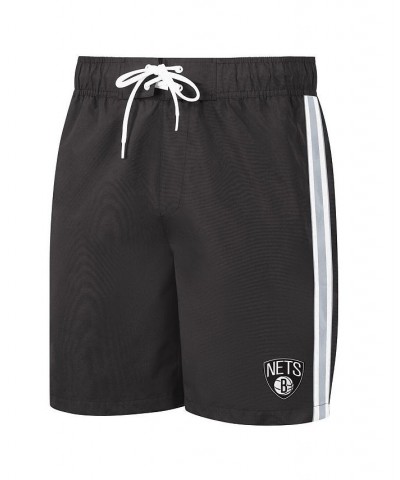 Men's Black, Gray Brooklyn Nets Sand Beach Volley Swim Shorts $30.79 Swimsuits