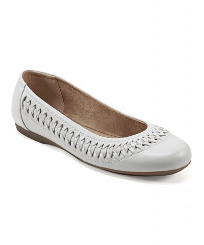 Women's Jett Woven Round Toe Slip-on Dress Flats White $46.53 Shoes