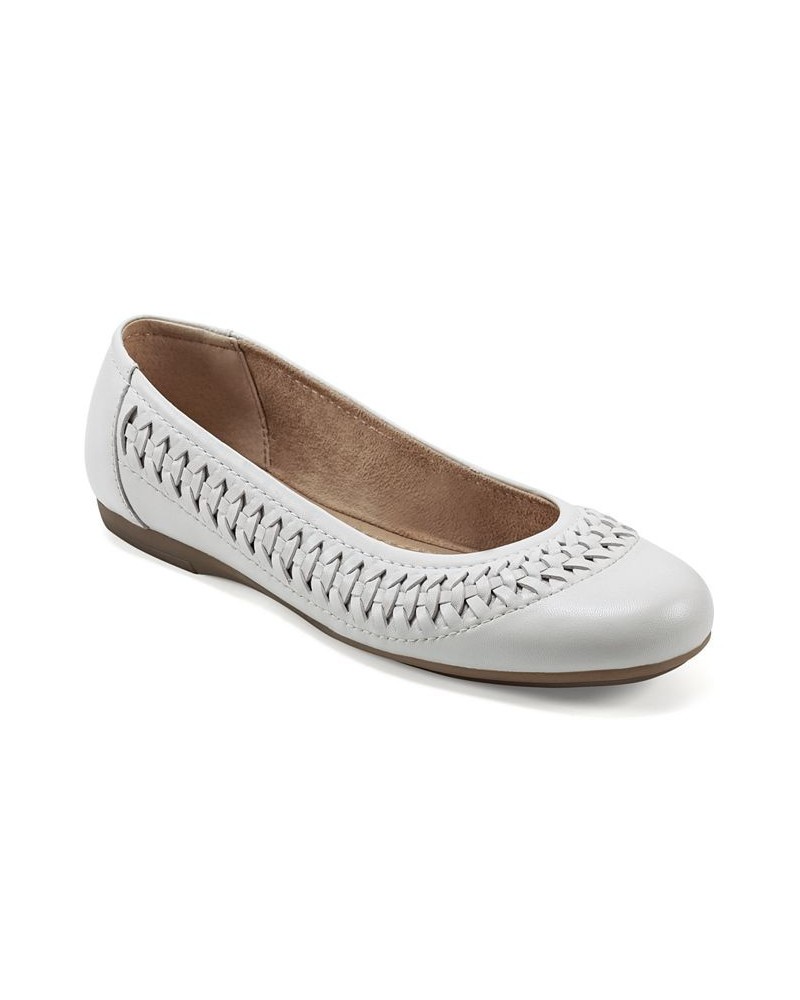 Women's Jett Woven Round Toe Slip-on Dress Flats White $46.53 Shoes