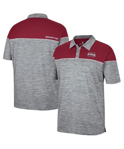 Men's Heathered Gray, Maroon Mississippi State Bulldogs Birdie Polo Shirt $22.00 Polo Shirts