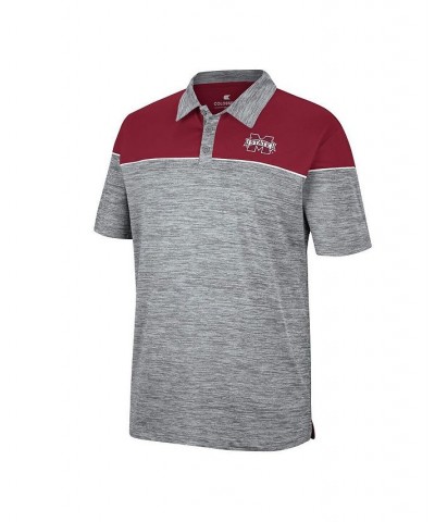 Men's Heathered Gray, Maroon Mississippi State Bulldogs Birdie Polo Shirt $22.00 Polo Shirts