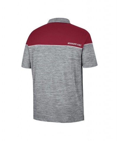 Men's Heathered Gray, Maroon Mississippi State Bulldogs Birdie Polo Shirt $22.00 Polo Shirts