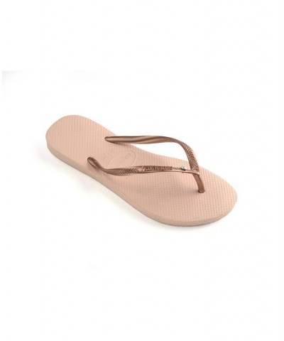 Women's Slim Swarovski Crystal II Flip Flop Sandals Pink $21.27 Shoes