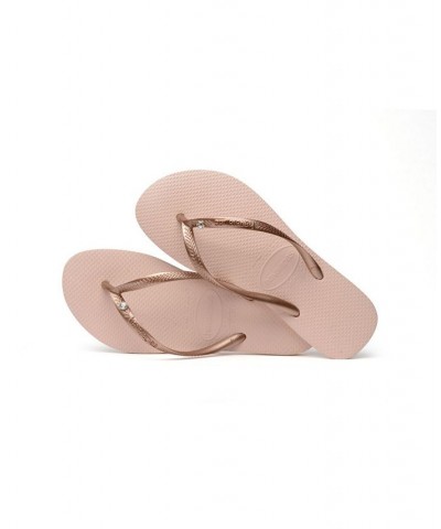 Women's Slim Swarovski Crystal II Flip Flop Sandals Pink $21.27 Shoes