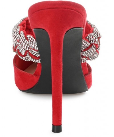 Women's Hazzl Braided Rhinestone Stilettos Red $44.20 Shoes