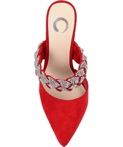 Women's Hazzl Braided Rhinestone Stilettos Red $44.20 Shoes