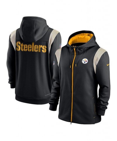 Men's Black Pittsburgh Steelers Performance Sideline Lockup Full-Zip Hoodie $42.00 Sweatshirt