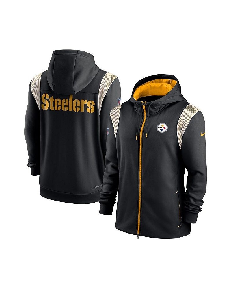 Men's Black Pittsburgh Steelers Performance Sideline Lockup Full-Zip Hoodie $42.00 Sweatshirt