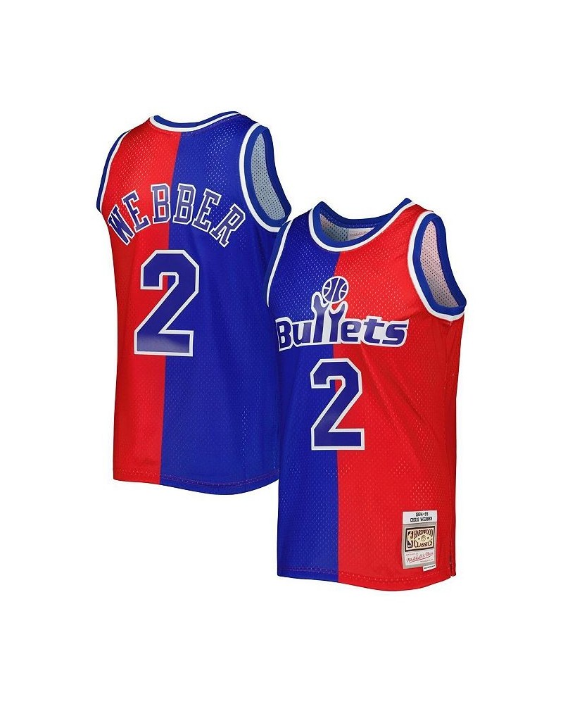 Men's Chris Webber Blue, Red Washington Bullets Hardwood Classics 1994-95 Split Swingman Jersey $66.70 Jersey