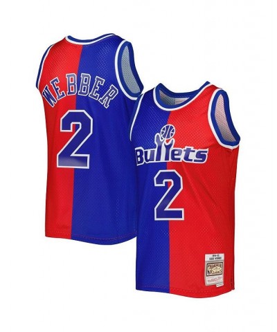 Men's Chris Webber Blue, Red Washington Bullets Hardwood Classics 1994-95 Split Swingman Jersey $66.70 Jersey