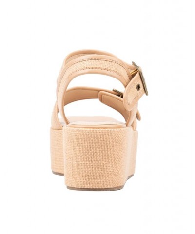 Women's Winnie Wide Width Platform Sandals Tan/Beige $49.38 Shoes