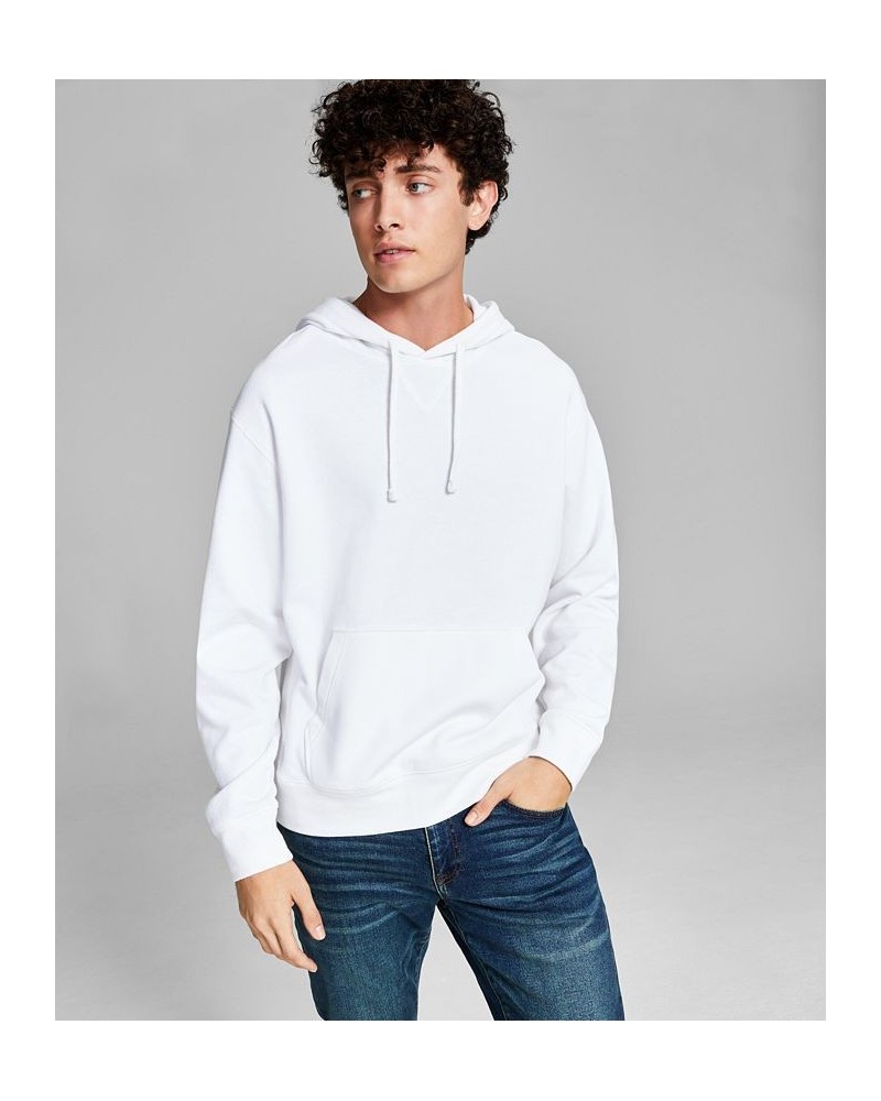 Men's Fleece Hoodie with Kangaroo Pockets White $14.58 Sweatshirt