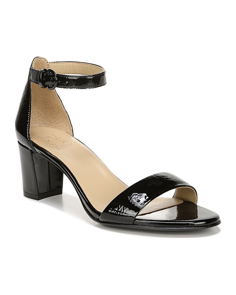 Vera Ankle Strap Sandals Black Patent Leather $35.99 Shoes