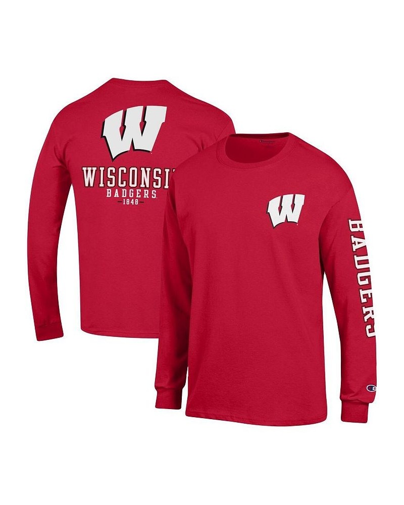 Men's Red Wisconsin Badgers Team Stack Long Sleeve T-shirt $26.99 T-Shirts