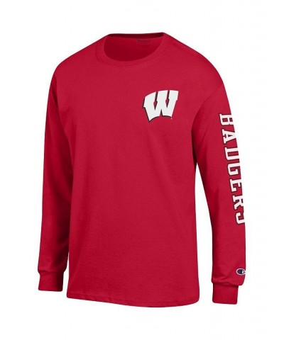 Men's Red Wisconsin Badgers Team Stack Long Sleeve T-shirt $26.99 T-Shirts
