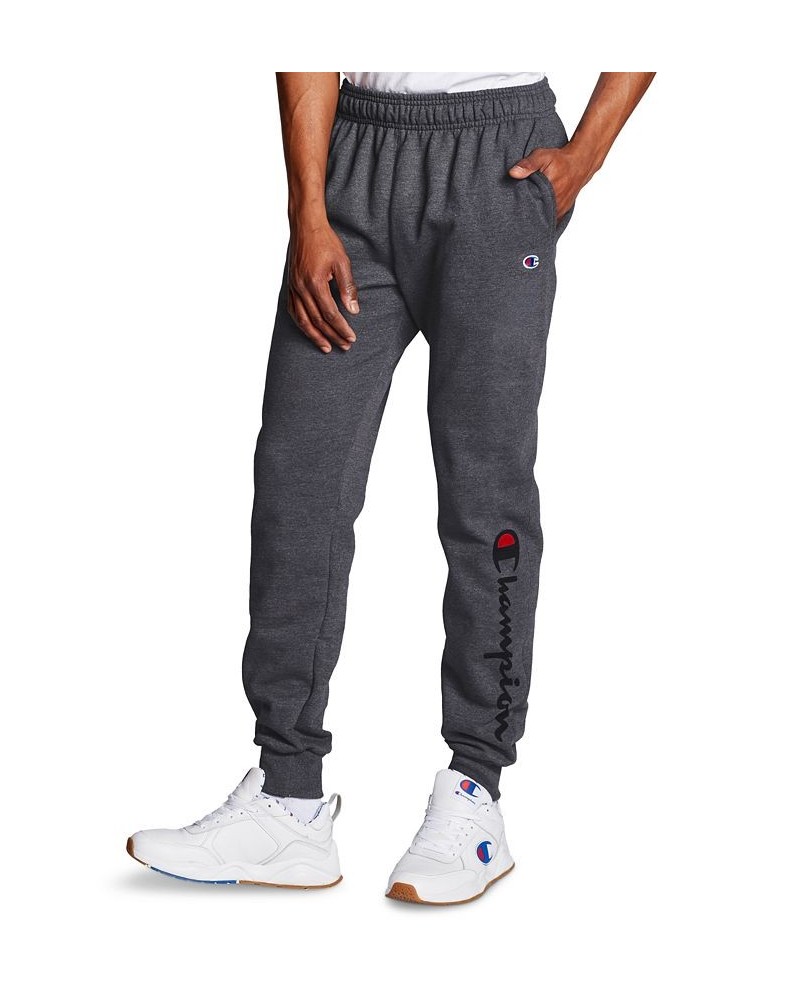 Men's Big & Tall Powerblend Standard-Fit Logo-Print Fleece Joggers Granite Heather $26.13 Pants