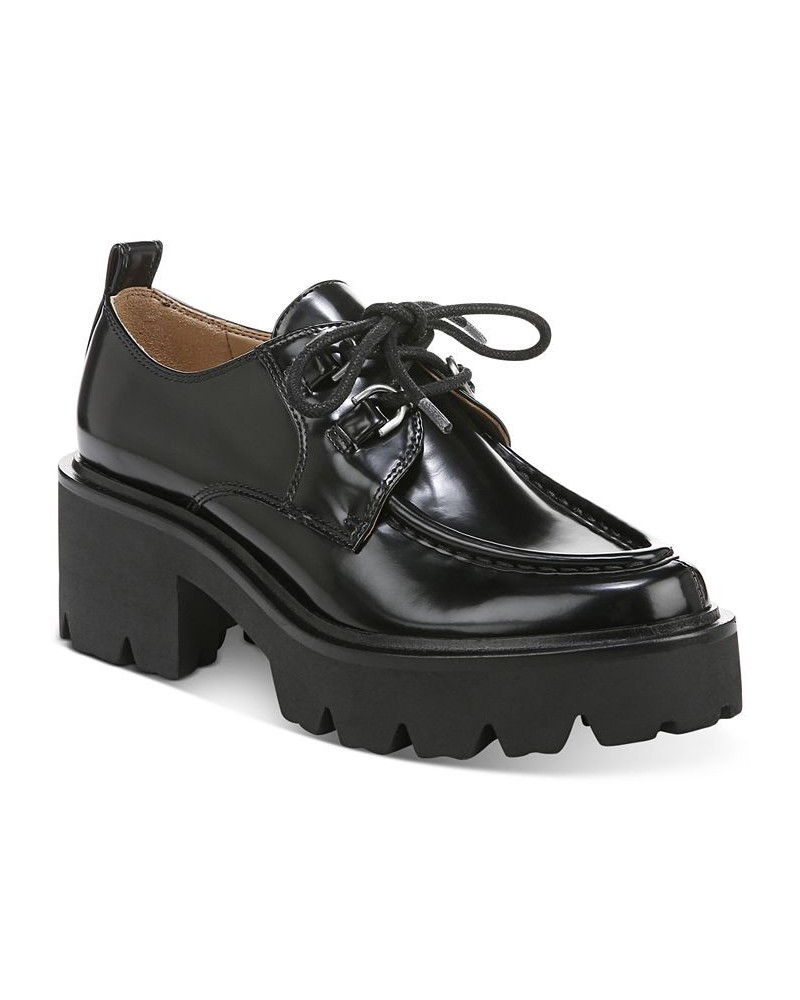 Monna Platform Lug-Sole Loafer Flats Black $70.20 Shoes