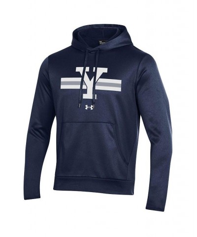 Men's Navy Yale Bulldogs Logo Stripe Fleece Pullover Hoodie $44.10 Sweatshirt