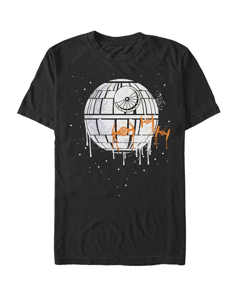 Star Wars Men's Dripping Death Star Short Sleeve T-Shirt Black $19.24 T-Shirts