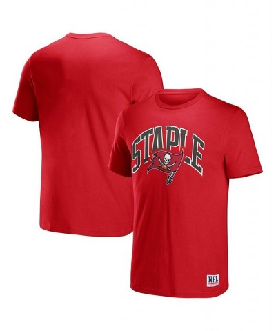 Men's NFL X Staple Red Tampa Bay Buccaneers Lockup Logo Short Sleeve T-shirt $12.80 T-Shirts