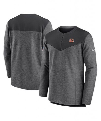 Men's Charcoal Cincinnati Bengals Sideline Lockup Performance Quarter-zip Jacket $41.80 Jackets