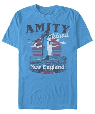 Jaws Men's Amity Island Destination Short Sleeve T-Shirt Blue $20.29 T-Shirts