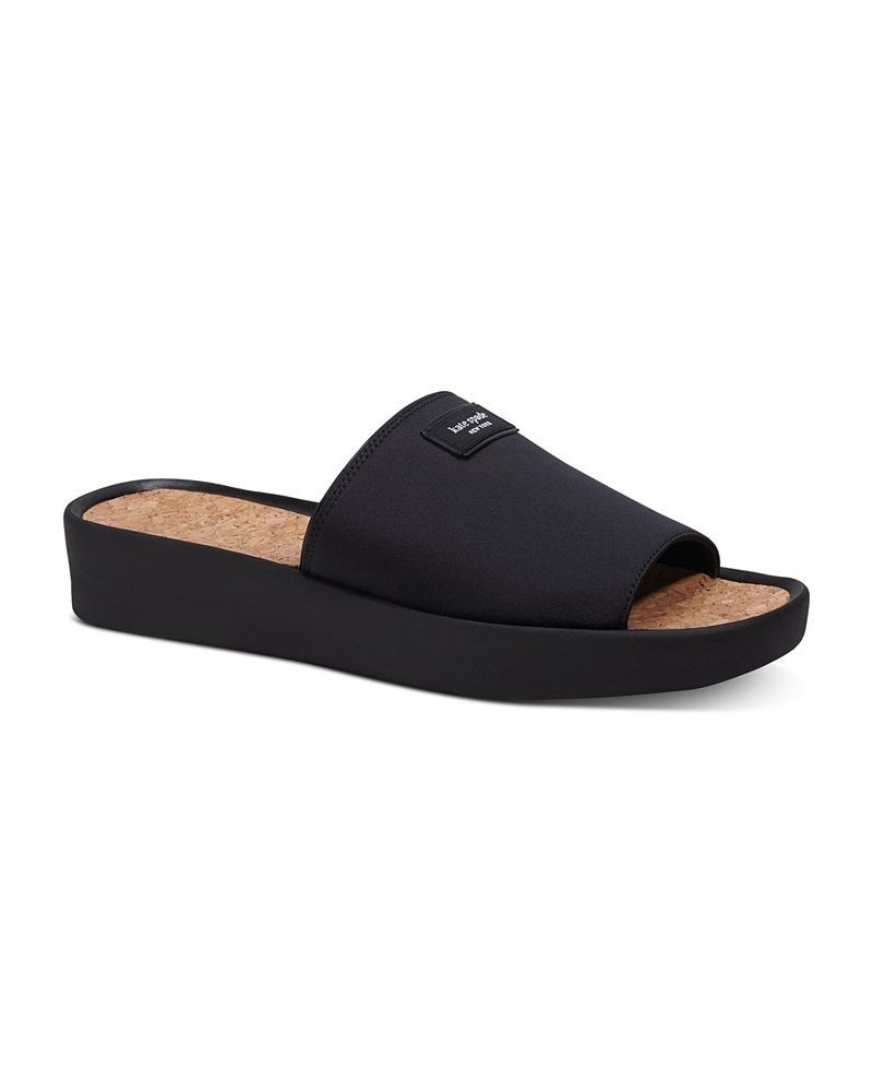 Women's Spree Slide Flat Sandals Black $60.04 Shoes